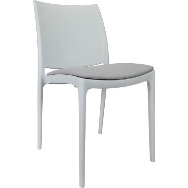 Siesta Maya Chair - White with Light Grey Fabric Cushion