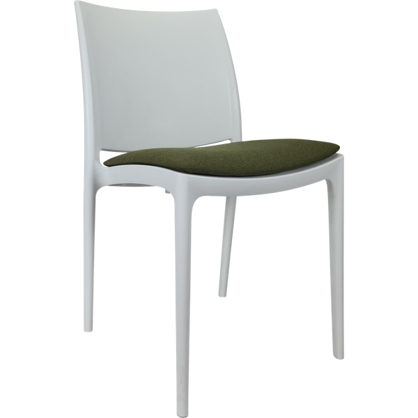 Siesta Maya Chair - White with Olive Green Fabric Cushion