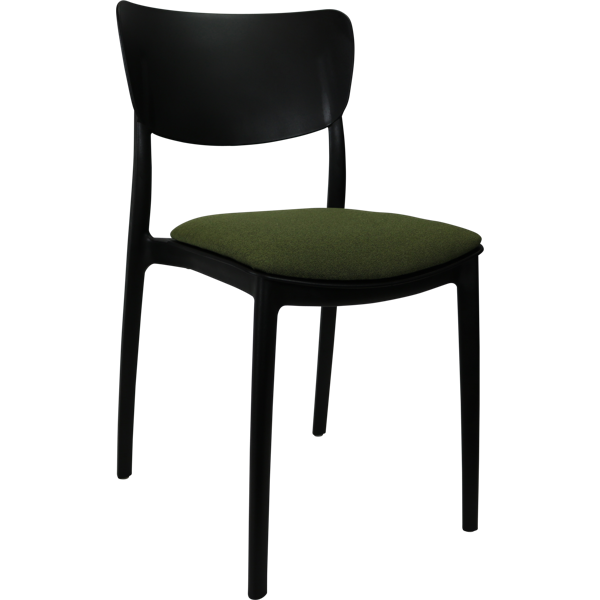 Siesta Monna Chair - Black with Olive Green Fabric Cushion