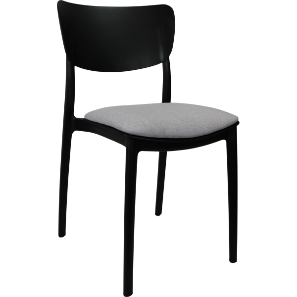 Siesta Monna Chair - Black with Light Grey Fabric Cushion