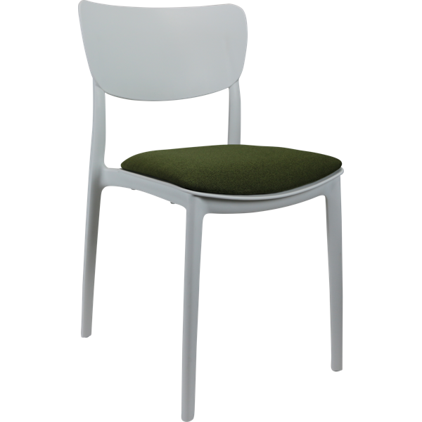 Siesta Monna Chair - White with Olive Green Fabric Cushion