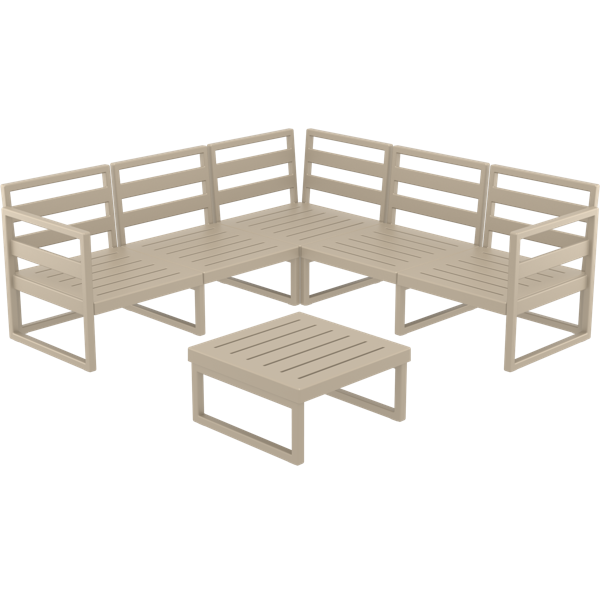 Siesta Mykonos Lounge Corner Set - Taupe - No cushions