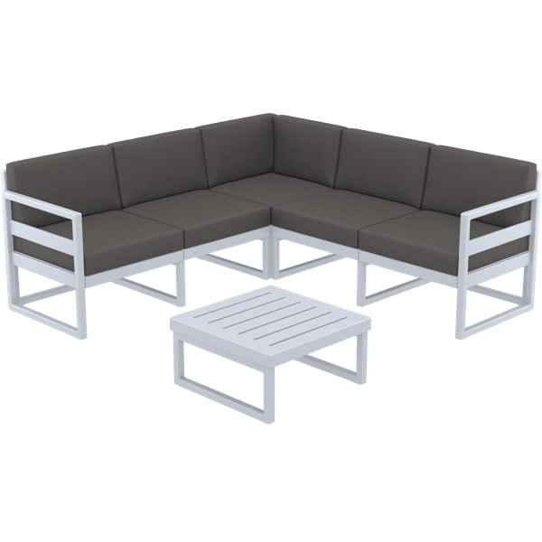Siesta Mykonos Lounge Corner Set - Silver Grey with Dark Grey Cushions
