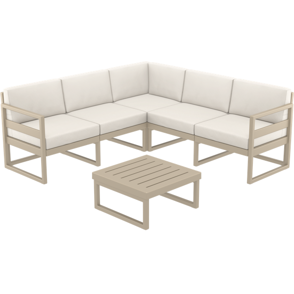 Siesta Mykonos Lounge Corner Set - Taupe with Beige Cushions