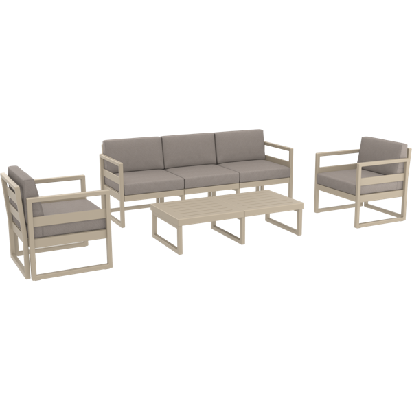 Siesta Mykonos Lounge Set XL - Taupe with Brown Cushions