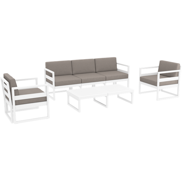 Siesta Mykonos Lounge Set XL - White with Brown Cushions
