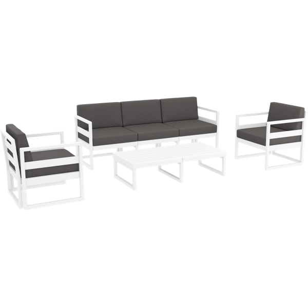 Siesta Mykonos Lounge Set XL - White with Dark Grey Cushions