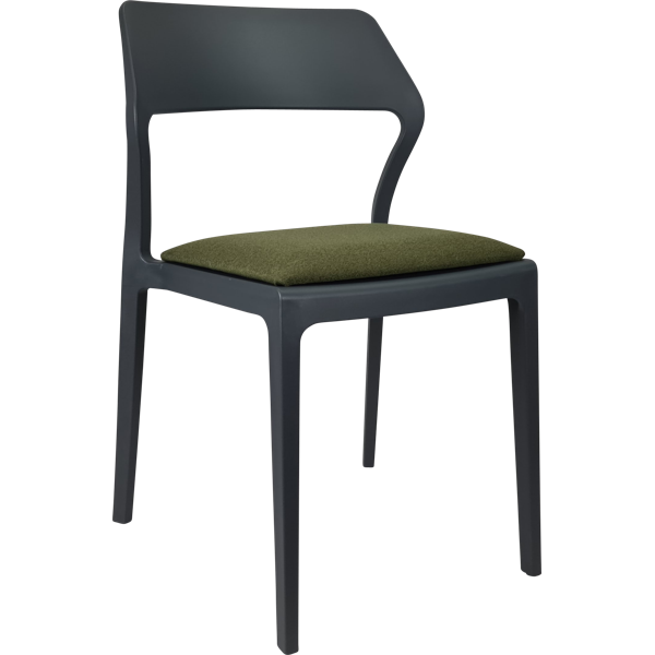 Siesta Snow Chair - Anthracite with Olive Green Fabric Cushion