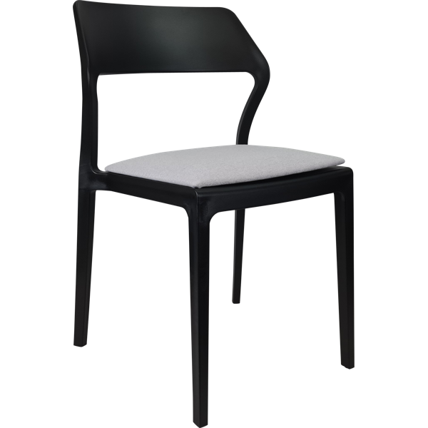 Siesta Snow Chair - Black with Light Grey Fabric Cushion