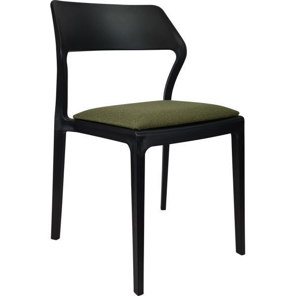 Siesta Snow Chair - Black with Olive Green Fabric Cushion