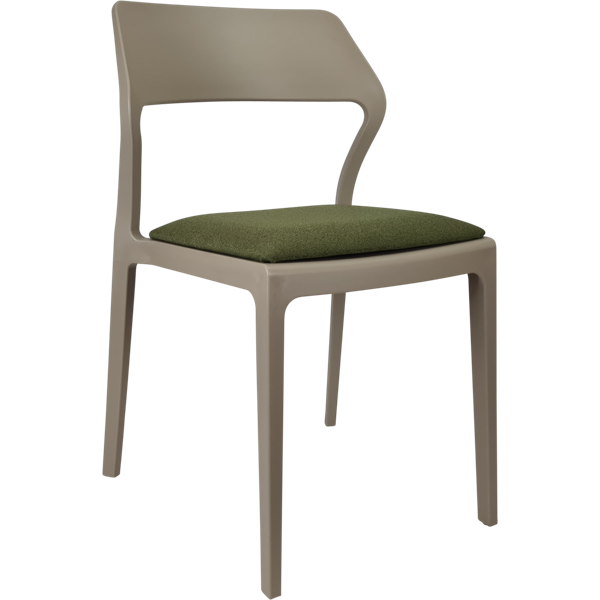 Siesta Snow Chair - Taupe with Olive Green Fabric Cushion