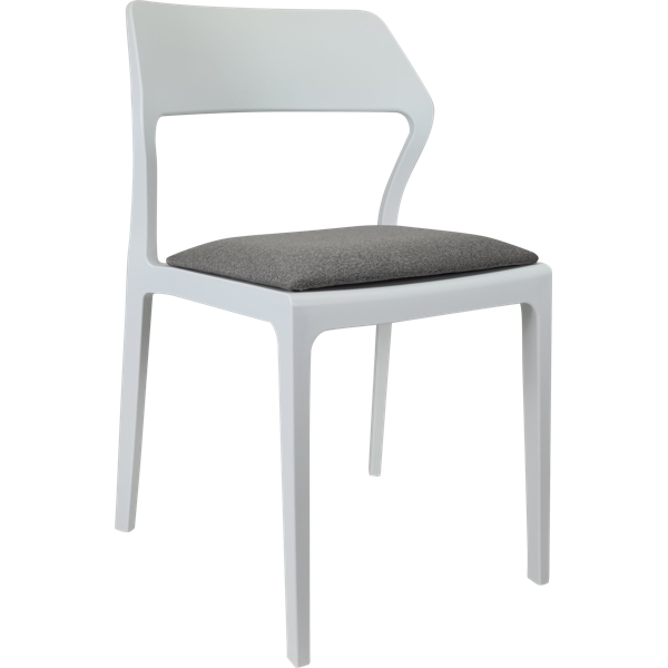 Siesta Snow Chair - White with Taupe Fabric Cushion