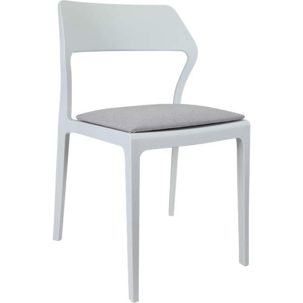 Siesta Snow Chair - White with Light Grey Fabric Cushion