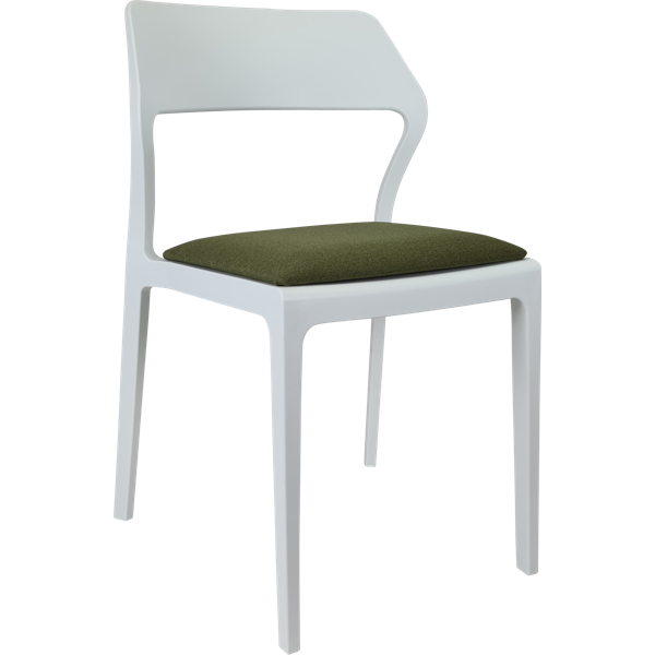 Siesta Snow Chair - White with Olive Green Fabric Cushion