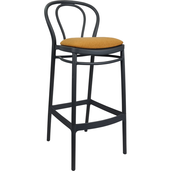 Siesta Victor Bar Stool 75cm (Dry Bar Height) - Anthracite with Orange Fabric Cushion