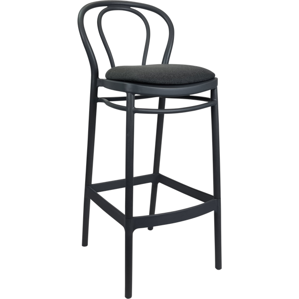 Siesta Victor Bar Stool 75cm (Dry Bar Height) - Anthracite with Anthracite Fabric Cushion