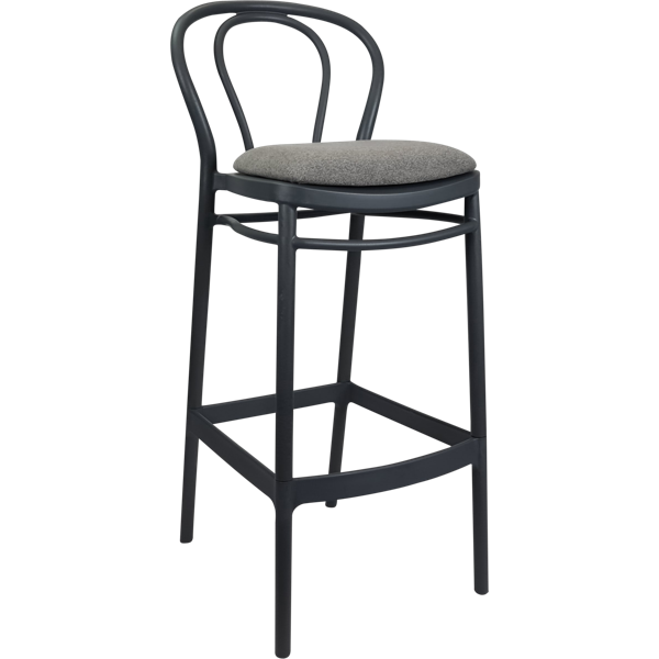 Siesta Victor Bar Stool 75cm (Dry Bar Height) - Anthracite with Taupe Fabric Cushion
