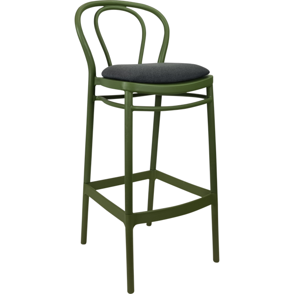 Siesta Victor Bar Stool 65cm (Counter Height) - Olive Green with Anthracite Fabric Cushion