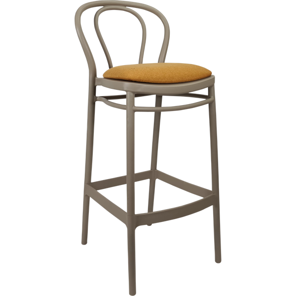 Siesta Victor Bar Stool 65cm (Counter Height) - Taupe with Orange Fabric Cushion