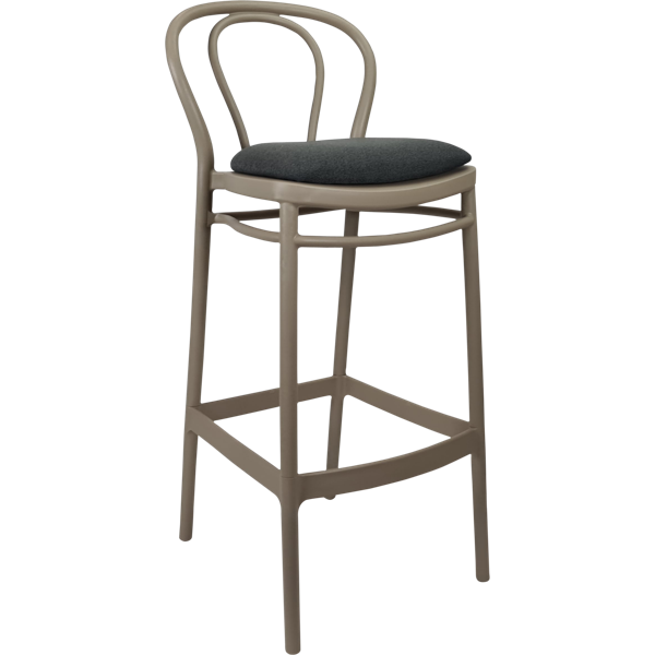 Siesta Victor Bar Stool 65cm (Counter Height) - Taupe with Anthracite Fabric Cushion