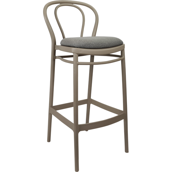 Siesta Victor Bar Stool 65cm (Counter Height) - Taupe with Taupe Fabric Cushion