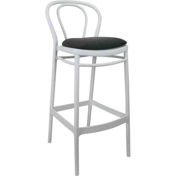 Siesta Victor Bar Stool 65cm (Counter Height) - White with Anthracite Fabric Cushion