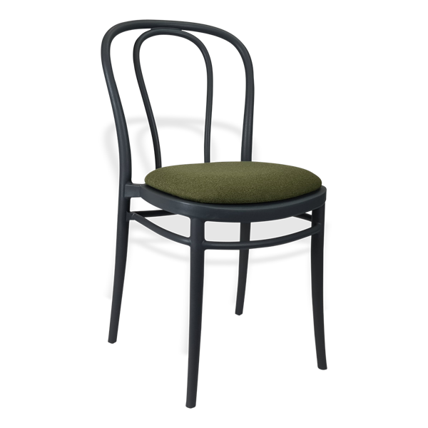 Siesta Victor Chair - Anthracite with Olive Green Fabric Cushion