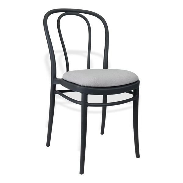 Siesta Victor Chair - Anthracite with Light Grey Fabric Cushion