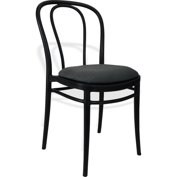 Siesta Victor Chair - Black with Anthracite Fabric Cushion