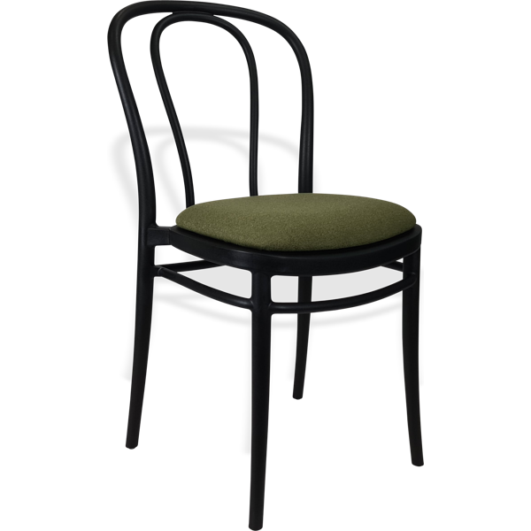 Siesta Victor Chair - Black with Olive Green Fabric Cushion