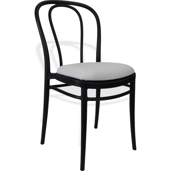 Siesta Victor Chair - Black with Light Grey Fabric Cushion
