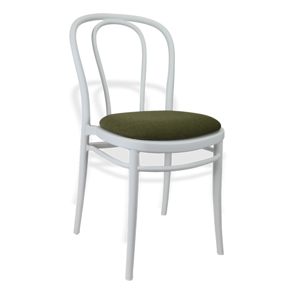 Siesta Victor Chair - White with Olive Green Fabric Cushion