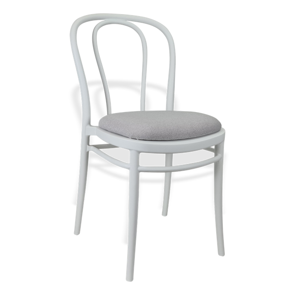 Siesta Victor Chair - White with Light Grey Fabric Cushion