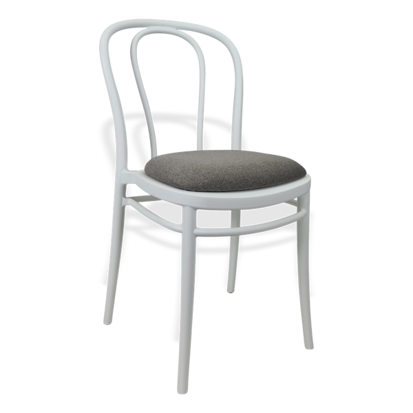 Siesta Victor Chair - White with Taupe Fabric Cushion