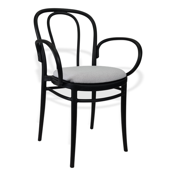 Siesta Victor XL Chair - Black with Light Grey Fabric Cushion