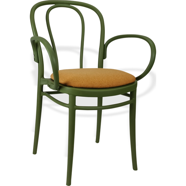 Siesta Victor XL Chair - Olive Green with Orange Fabric Cushion