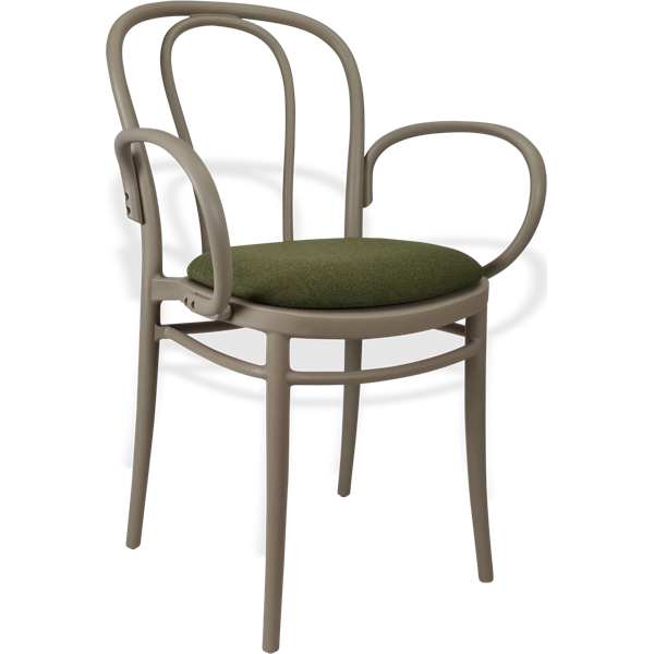 Siesta Victor XL Chair - Taupe with Olive Green Fabric Cushion