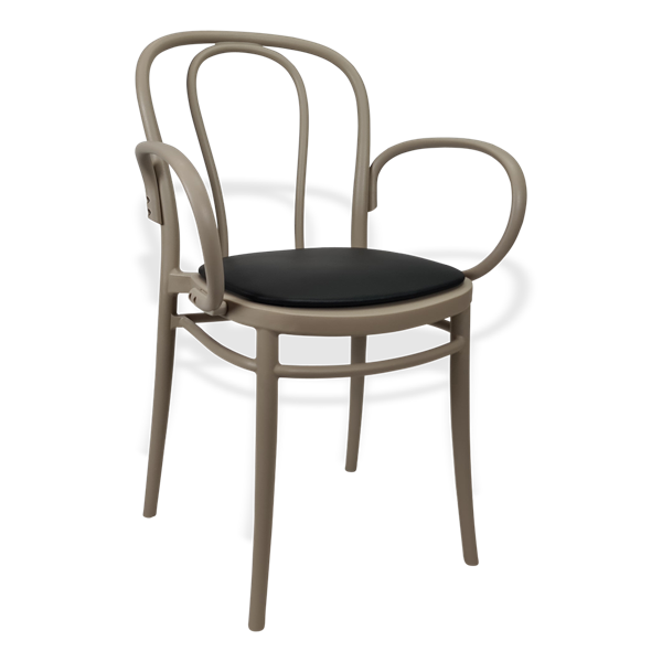 Siesta Victor XL Chair - Taupe with Black Vinyl Cushion