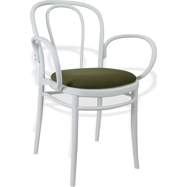 Siesta Victor XL Chair - White with Olive Green Fabric Cushion