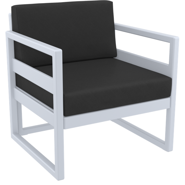 Siesta Mykonos Lounge Arm Chair - Silver Grey with Black Cushions