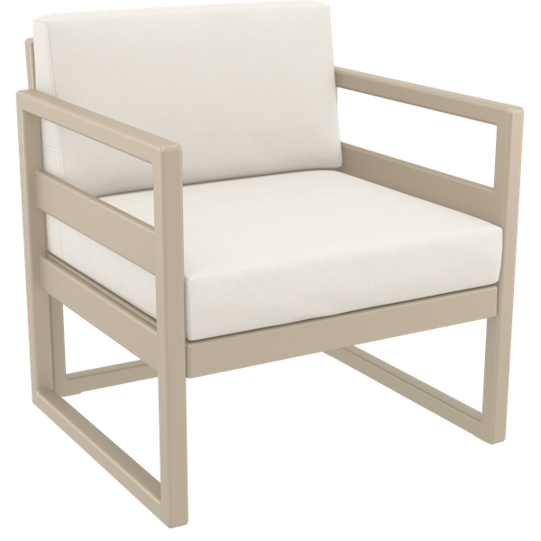 Siesta Mykonos Lounge Arm Chair - Taupe with Beige Cushions