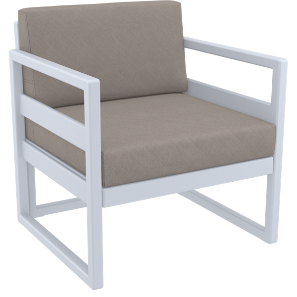 Siesta Mykonos Lounge Arm Chair - Silver Grey with Light Brown Cushions