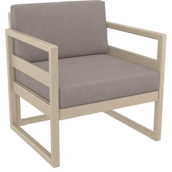 Siesta Mykonos Lounge Arm Chair - Taupe with Light Brown Cushions