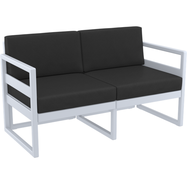 Siesta Mykonos Lounge Sofa - Silver Grey with Black Cushions