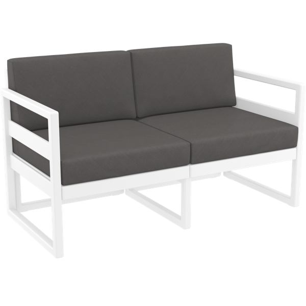 Siesta Mykonos Lounge Sofa - White with Dark Grey Cushions