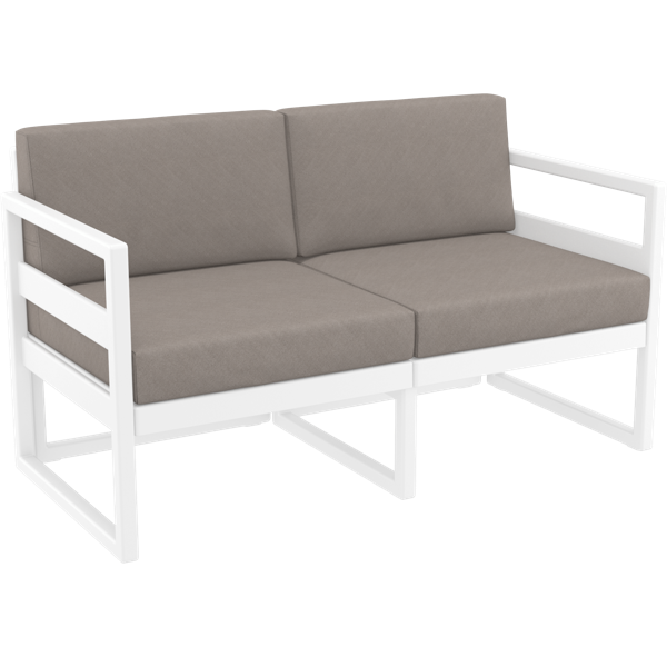 Siesta Mykonos Lounge Sofa - White with Light Brown Cushions