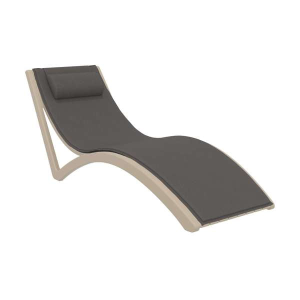 Siesta Slim Sun Lounger - White with Dark Grey Cushion and Pillow