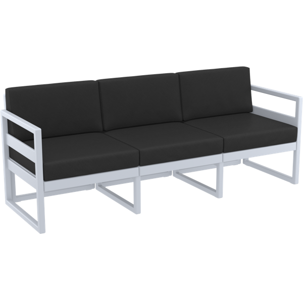 Siesta Mykonos Lounge Sofa XL - Silver Grey with Black Cushions