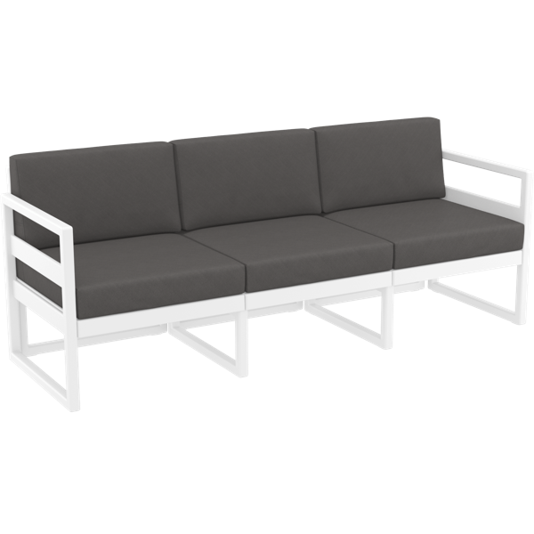 Siesta Mykonos Lounge Sofa XL - White with Dark Grey Cushions