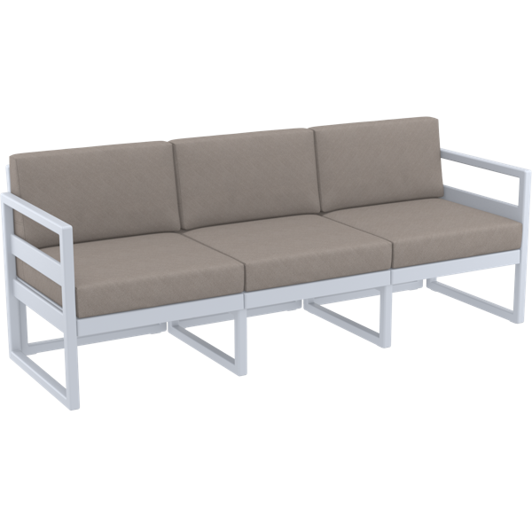 Siesta Mykonos Lounge Sofa XL - Silver Grey with Light Brown Cushions